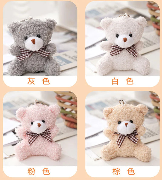 Cute Soft Stuffed Bear Mini Teddy Bear Dolls Plush Toys Key Chain Party Wedding Xmas Decoration Gifts Kids Keychain Pendant Doll
