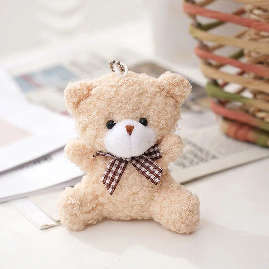 Cute Soft Stuffed Bear Mini Teddy Bear Dolls Plush Toys Key Chain Party Wedding Xmas Decoration Gifts Kids Keychain Pendant Doll