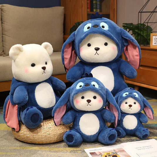 25-65cm Kawaii Blue Lina Bear Plush Toy Cute Anime TeddyTales Bear Novel Stuffed Animal Cartoon Birthday Gift for Kid Room Decor