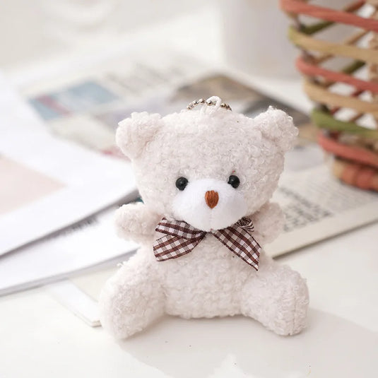 Cute Soft Stuffed Bear Mini Teddy Bear Dolls Plush Toys Key Chain Party Wedding Xmas Decoration Gifts Kids Keychain Pendant Doll