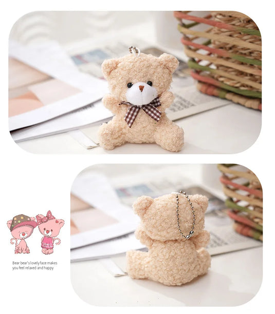 Cute Soft Stuffed Bear Mini Teddy Bear Dolls Plush Toys Key Chain Party Wedding Xmas Decoration Gifts Kids Keychain Pendant Doll